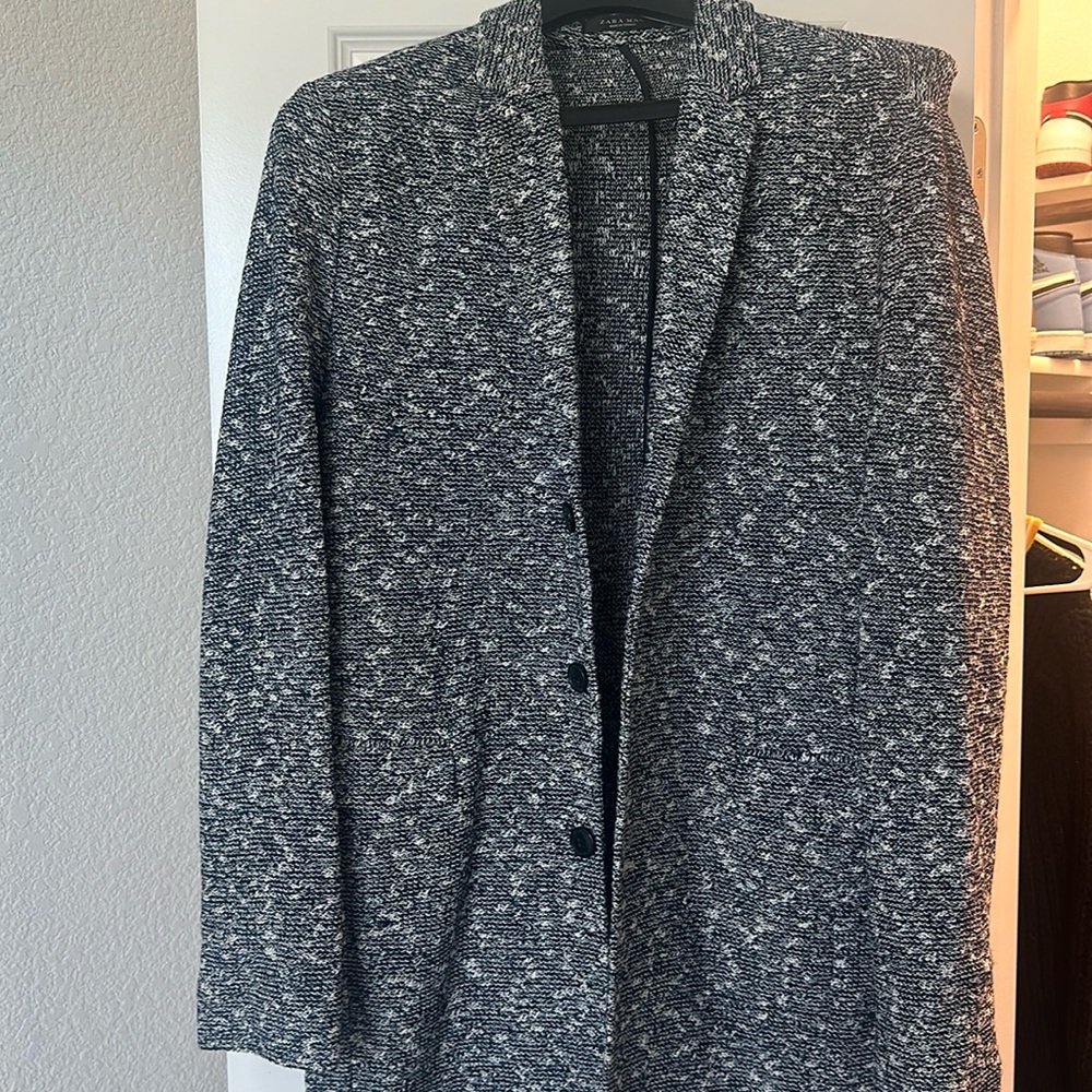Zara lightweight long jacket size XL blue white